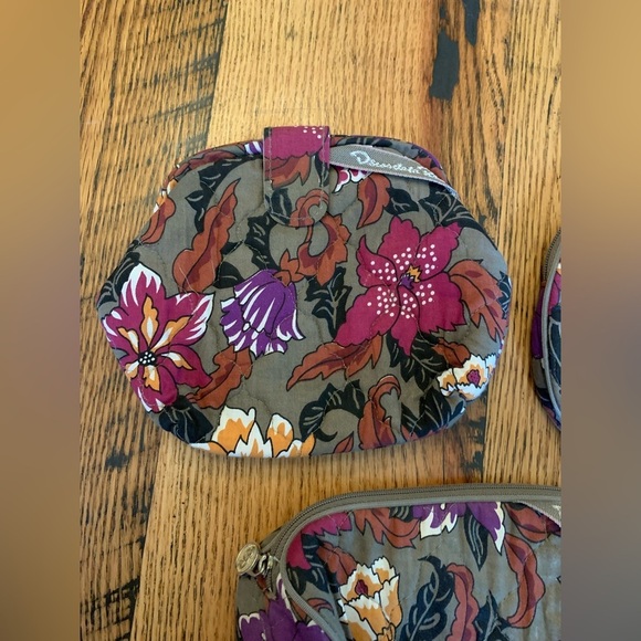 Oscar de la Renta Kisslock Floral Pouch Cosmetic Jewelry Travel Bag set of 3 - Picture 4 of 12